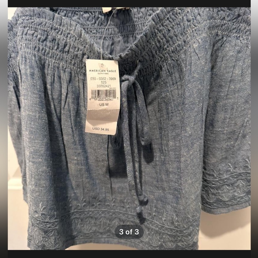 NWT AMERICAN EAGLE BlUE CROP TANK TOP - Picture 3 of 3